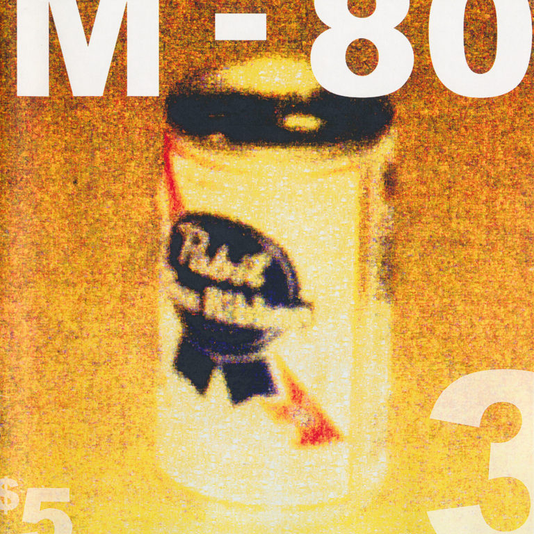 The front cover of m-80 No. 3 featuring a photograph of a can of Pabst Blue Ribbon beer by John Puglia